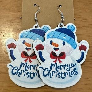 Merry Christmas Snowman Earrings